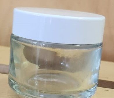 Glass Cosmetic Ointment Jar Round with White Lid 50 mls on Sale