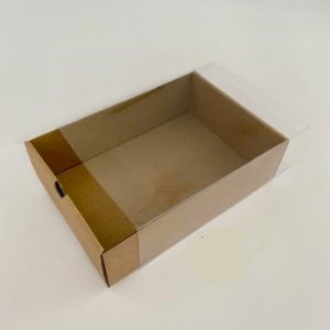 Small Kraft Sliding Gift Box With PVC sleeve on Sale