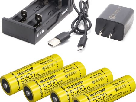 Nitecore Four 21700 Battery & Dual USB Charger Package Hot on Sale