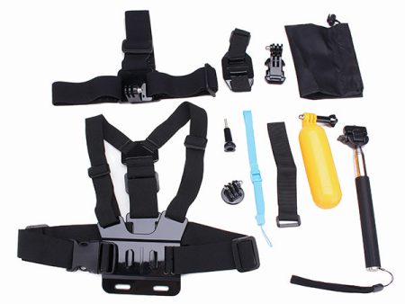 12 In 1 Accessories Kits Set Chest Belt Head Strap Head Strap Helmet Belt Mount J-Hook Buckle Mount  For Gopro 4 3 2 3+ Hot on Sale