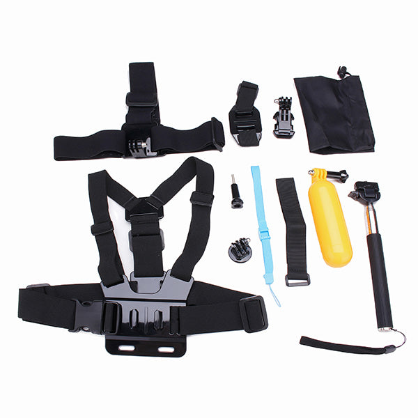 12 In 1 Accessories Kits Set Chest Belt Head Strap Head Strap Helmet Belt Mount J-Hook Buckle Mount  For Gopro 4 3 2 3+ Hot on Sale